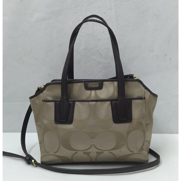 Coach Taylor Signature Light Tan Canvas Mini Tote Cross Body Bag Style# F28641 - Picture 1 of 16